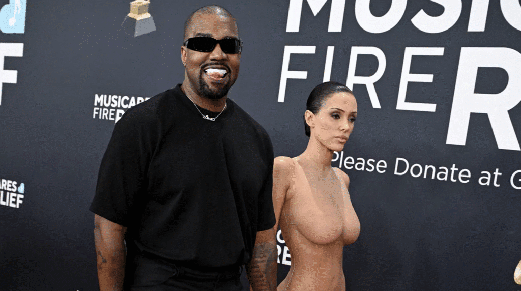 Bianca Censori with Kanye West at the Grammy's Red Carpet